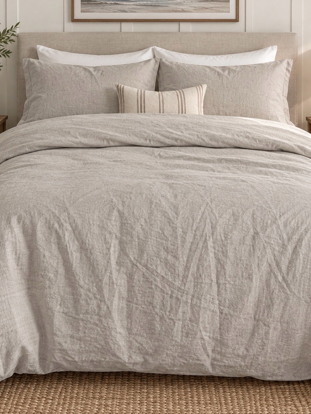 Pottery Barn 100% Linen King California King Duvet Cover Natural Neutral